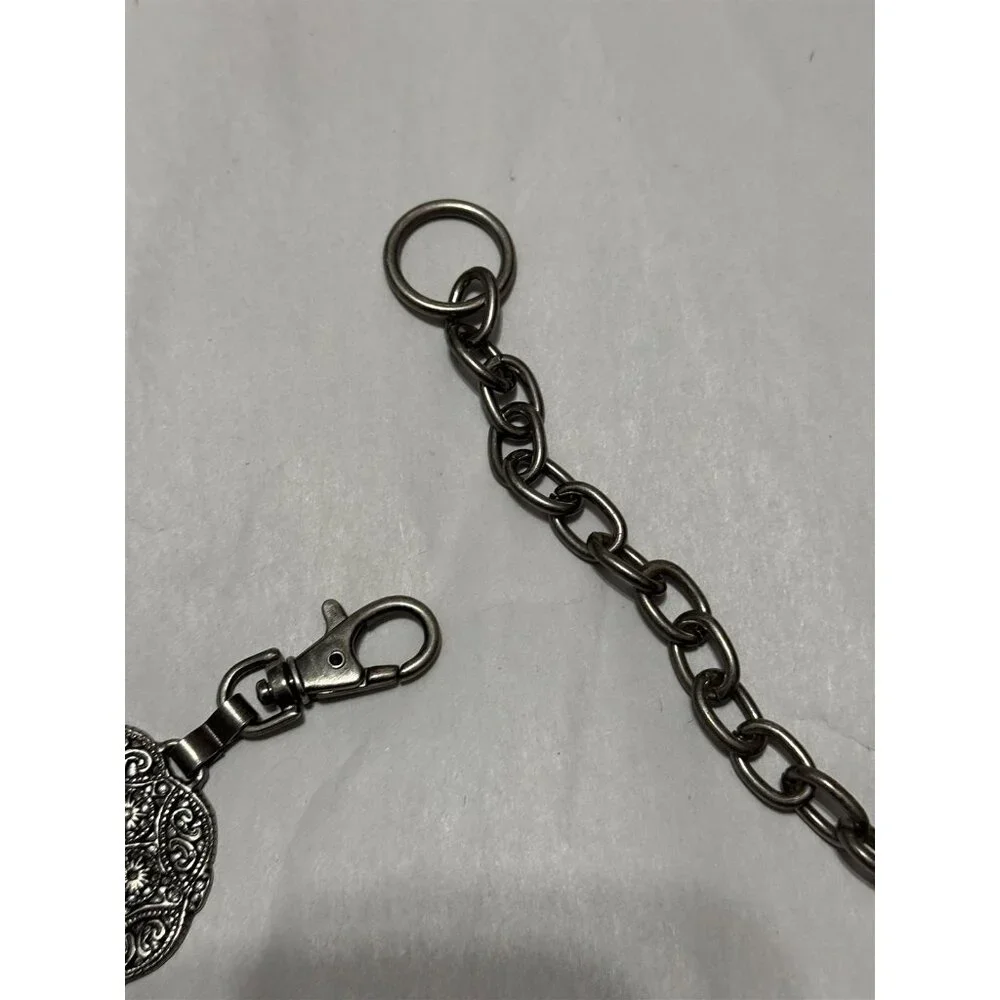 Chain Medallion Belt Silver Tone Embossed Circles Boho Festival